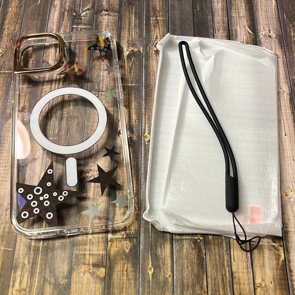 5for$10 Clear iPhone 14 Plus Phone Case Silver Star MagSafe & 2 Glass Protector - Picture 4 of 4